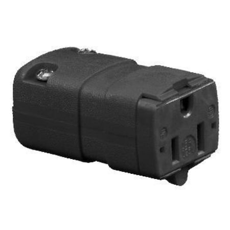 Hubbell Wiring Device-Kellems Straight Blade Connector, 5-15R, 15 A, 125V AC, 2 Pole, 3 Wire, Screw Terminals, Black HBL5963VBK